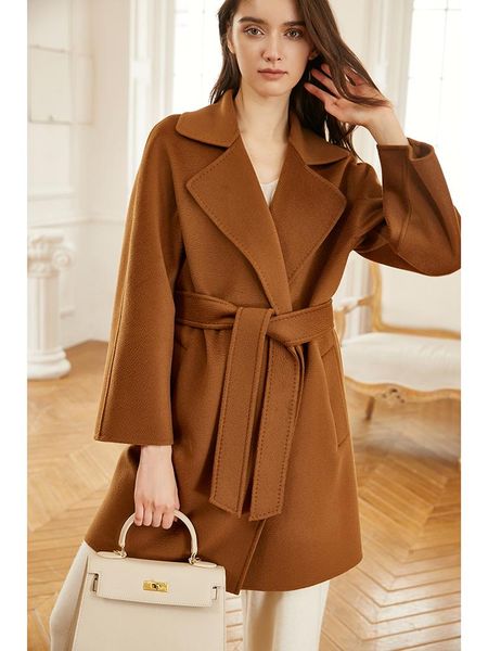 women's wool & blends caramel color 100% pure cashmere coat women double-sided autumn winter british water ripple woolen, Black
women's wool & blends caramel color 100% pure cashmere coat women double-sided autumn winter british water ripple woolen, Black