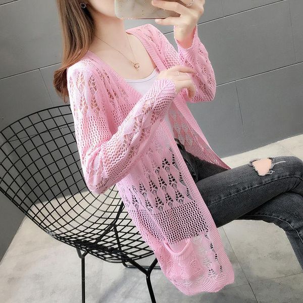 women's knits & tees ladies v-neck cardigan jacket women spring/autumn thin hollow knit pink sweater with female mid-length solid color, White
women's knits & tees ladies v-neck cardigan jacket women spring/autumn thin hollow knit pink sweater with female mid-length solid color, White