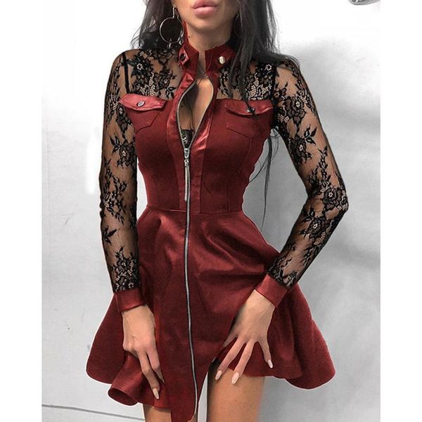 casual dresses pu leather dress women chic mesh lace patchwork zipper design ladies fashion plus size above knee length female, Black;gray
casual dresses pu leather dress women chic mesh lace patchwork zipper design ladies fashion plus size above knee length female, Black;gray