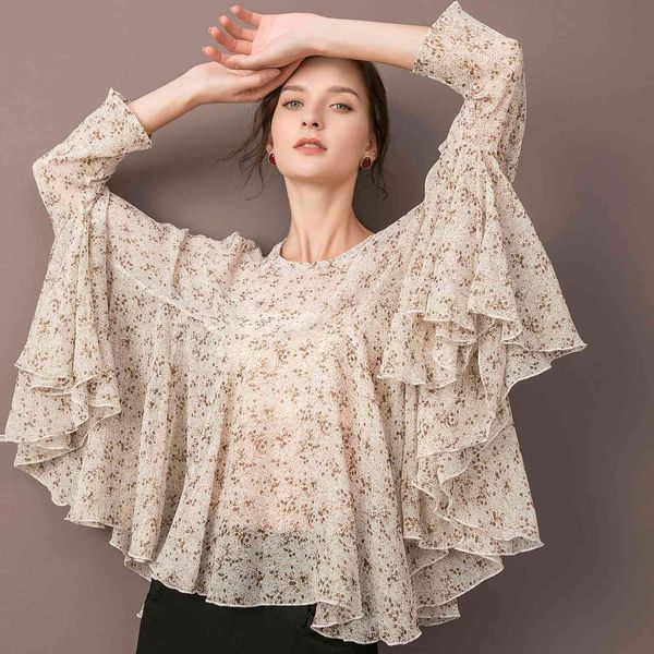 women's t-shirt female shirt with chiffon long sleeves, loose embroidered gold and hemmed kbx2, White
women's t-shirt female shirt with chiffon long sleeves, loose embroidered gold and hemmed kbx2, White