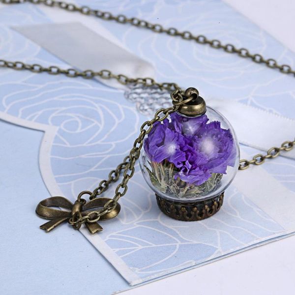 pendant necklaces houbian crystal glass ball dried flower necklace for women natural purple jewelry, Silver
pendant necklaces houbian crystal glass ball dried flower necklace for women natural purple jewelry, Silver