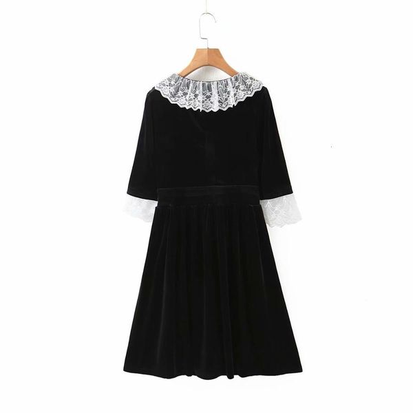 dresses v-neck black simple sweet female lace short sleeve party gold velvet chic women's dress, Black;gray
dresses v-neck black simple sweet female lace short sleeve party gold velvet chic women's dress, Black;gray
