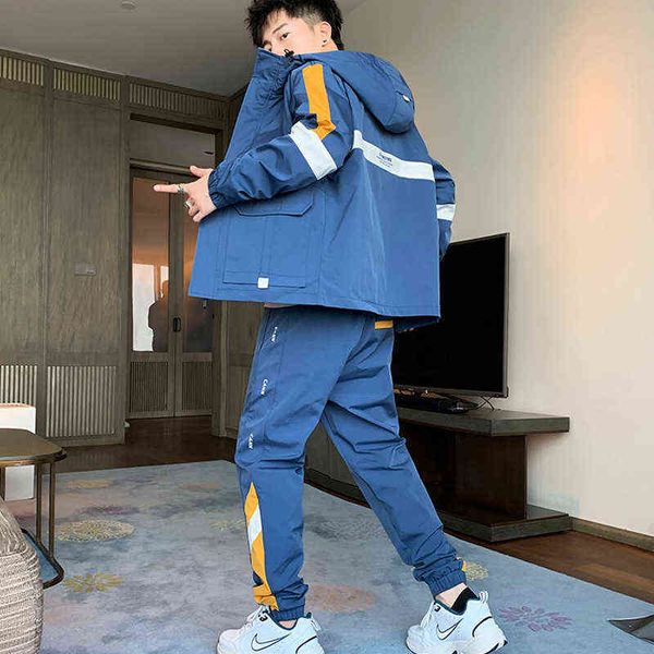 men's tracksuit set hooded loose jacket+pants sporting suit two piece male hip hop streetwear big pocket workwear men clothing, Gray
men's tracksuit set hooded loose jacket+pants sporting suit two piece male hip hop streetwear big pocket workwear men clothing, Gray