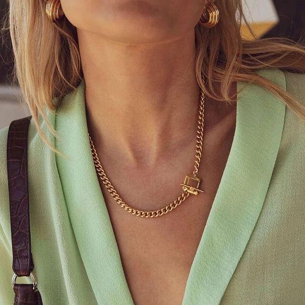 chokers 16" 18" 7mm width cuban link chain gold color collar choker geometric square toggle clasp women necklace, Golden;silver
chokers 16" 18" 7mm width cuban link chain gold color collar choker geometric square toggle clasp women necklace, Golden;silver