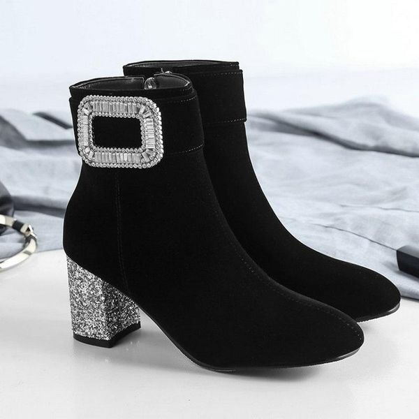 boots sianie tianie 2021 winter fashion velour velvet woman ankle glitter bling block high heels women boot shoes with crystals, Black
boots sianie tianie 2021 winter fashion velour velvet woman ankle glitter bling block high heels women boot shoes with crystals, Black
