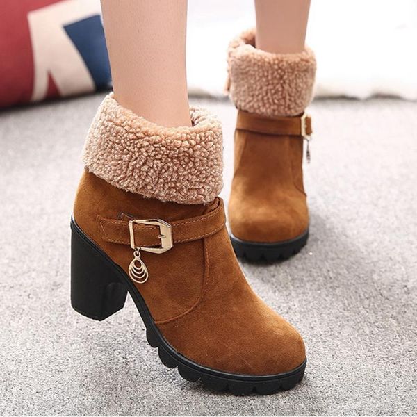 boots 2021 autumn winter women's shoes ankle plush ladies super high square heel quality rubber, Black
boots 2021 autumn winter women's shoes ankle plush ladies super high square heel quality rubber, Black