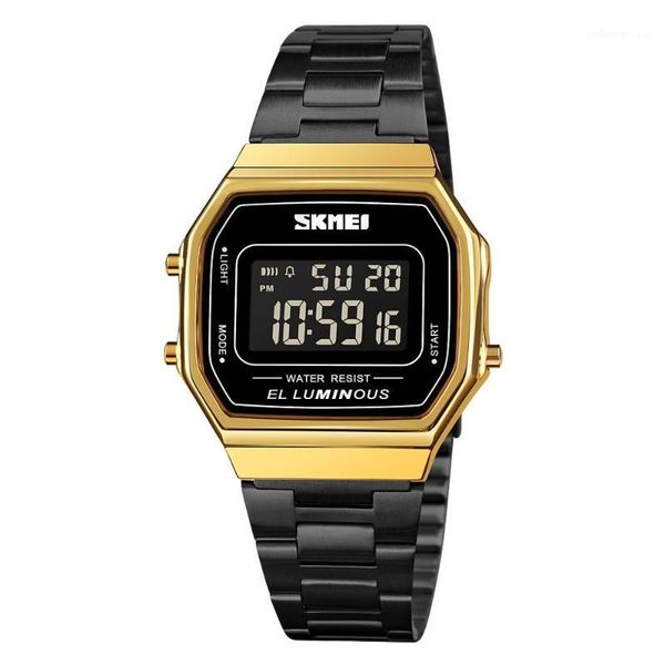 trend square men electronic watch sport waterproof led stainless steel 12/24 hour gold black male digital wristwatch 1647 wristwatches, Slivery;brown
trend square men electronic watch sport waterproof led stainless steel 12/24 hour gold black male digital wristwatch 1647 wristwatches, Slivery;brown
