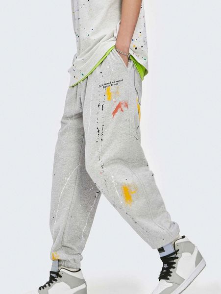 men splash ink print sweatpants g3zq#, Black