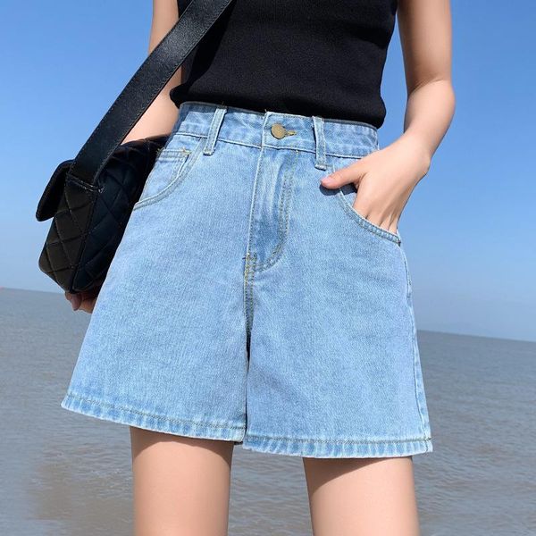 women's shorts summer 2021 wide leg denim loose thin rolled jeans short pants casual straight retro high waisted, White;black
women's shorts summer 2021 wide leg denim loose thin rolled jeans short pants casual straight retro high waisted, White;black