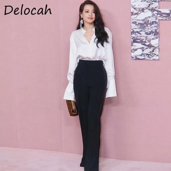 delocah 2021 summer women fashion runway pants set flare sleeve loose blouses + high waist black long pants 2 two pieces set women's tw, White
delocah 2021 summer women fashion runway pants set flare sleeve loose blouses + high waist black long pants 2 two pieces set women's tw, White