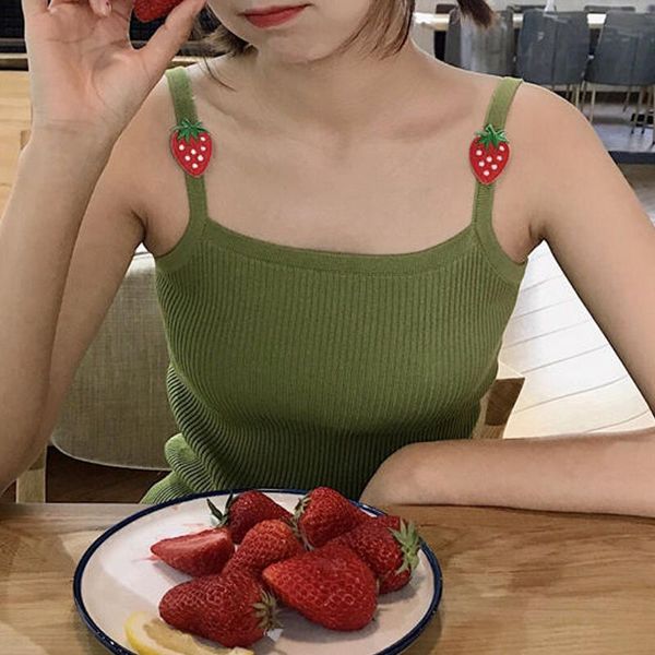 women's tanks & camis summer womens fashion slim knitting camisole girls sweet embroidery fruit knitted tank for female, White
women's tanks & camis summer womens fashion slim knitting camisole girls sweet embroidery fruit knitted tank for female, White
