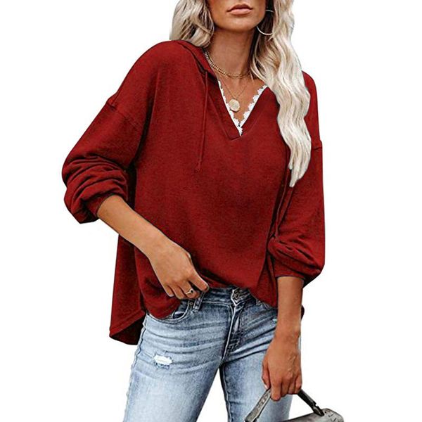 women's hoodies & sweatshirts ladies v-neck fashion patchwork lace draw strung hooded solid women sweatshirt long sleeve loose casual 2, Black
women's hoodies & sweatshirts ladies v-neck fashion patchwork lace draw strung hooded solid women sweatshirt long sleeve loose casual 2, Black