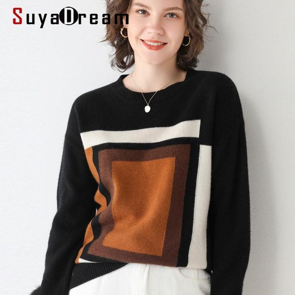 women's sweaters suyadream woman wool 100%wool round collar jacquard pullovers 2021 fall winter warm knitwear, White;black
women's sweaters suyadream woman wool 100%wool round collar jacquard pullovers 2021 fall winter warm knitwear, White;black
