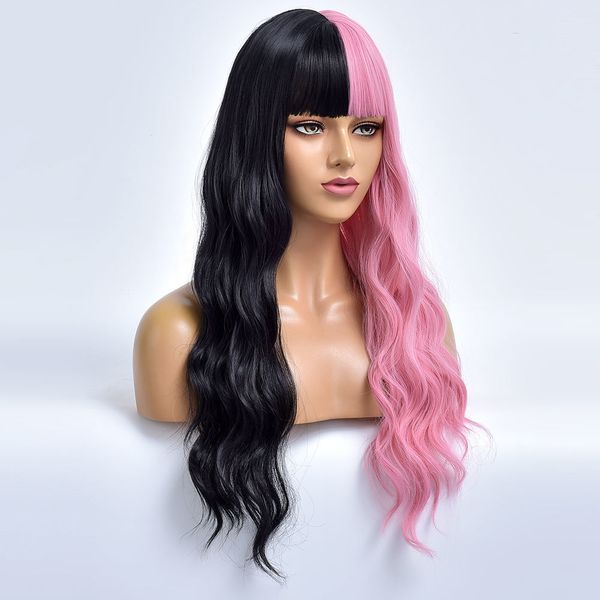 costume accessories long half black pink wave natural fiber cosplay synthetic wig for white women daily hair female heat resistant party wav, Silver
costume accessories long half black pink wave natural fiber cosplay synthetic wig for white women daily hair female heat resistant party wav, Silver