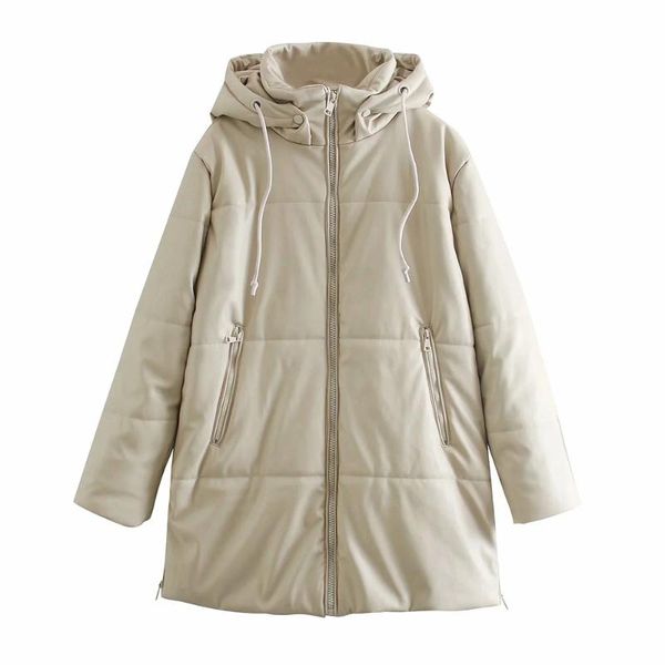 women's leather & faux xeasy 2021 winter vintage warm pu beige hooded jacket female casual streetwear long sleeve parkas coat chic midi, Black
women's leather & faux xeasy 2021 winter vintage warm pu beige hooded jacket female casual streetwear long sleeve parkas coat chic midi, Black