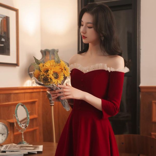 casual dresses women's plus size wedding party evening dress long sleeve red straight shoulder velvet formal prom girls bride, Black;gray
casual dresses women's plus size wedding party evening dress long sleeve red straight shoulder velvet formal prom girls bride, Black;gray
