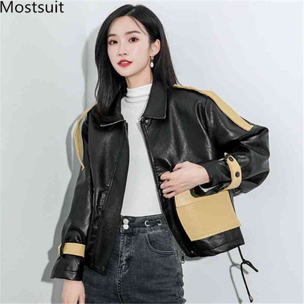 winter thicken faux pu leather coat jacket women long sleeve color-blocked motorcycle fashion coats soft outwears 210518, Black
winter thicken faux pu leather coat jacket women long sleeve color-blocked motorcycle fashion coats soft outwears 210518, Black