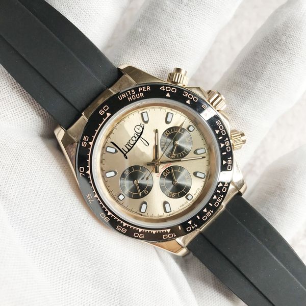 mens watchautomatic black rubber strap mechanical watches d-t-n gold dial stainless steel sapphire super three small dials, Slivery;brown
mens watchautomatic black rubber strap mechanical watches d-t-n gold dial stainless steel sapphire super three small dials, Slivery;brown