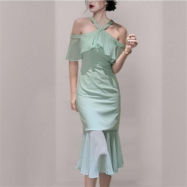 women elegant sleeveless solid color evening party dress backless off shoulder high waist halter gown mermaid 210603, Black;gray
women elegant sleeveless solid color evening party dress backless off shoulder high waist halter gown mermaid 210603, Black;gray
