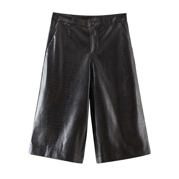 pant women trousers hight-waist faux leather wide-leg cropped female pants pantalon femme mujer, Black;white
pant women trousers hight-waist faux leather wide-leg cropped female pants pantalon femme mujer, Black;white