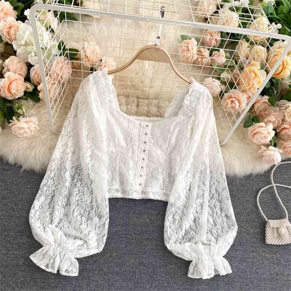 lady fashion lace short women autumn and winter court retro long lantern sleeve slim shirts solid color blouse p965 210527, White
lady fashion lace short women autumn and winter court retro long lantern sleeve slim shirts solid color blouse p965 210527, White