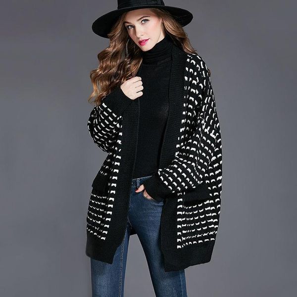 sweaters plus size of vintage chess print ladies in mesh cardigan women's jacket oversized loose sweater, White;black
sweaters plus size of vintage chess print ladies in mesh cardigan women's jacket oversized loose sweater, White;black