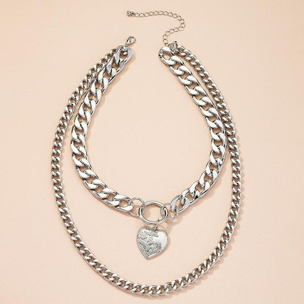pendant necklaces fashion punk double layer silver color love heart thick chain metal necklace for women girls clavicle jewelry
pendant necklaces fashion punk double layer silver color love heart thick chain metal necklace for women girls clavicle jewelry