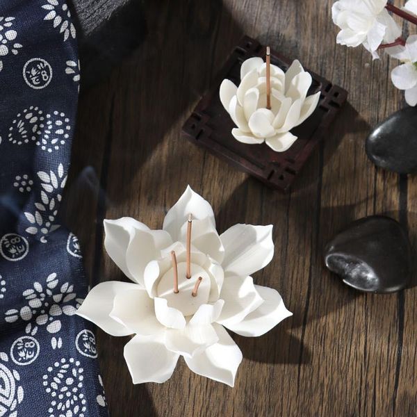 fragrance lamps 1pc cute white lotus ceramic incense censer burner stick holder buddhist home decor
fragrance lamps 1pc cute white lotus ceramic incense censer burner stick holder buddhist home decor