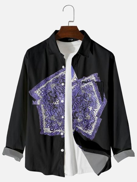 men's casual shirts 2021 selling traditional ethnic pattern digital printing loose large button long sleeve cardigan shirt, White;black
men's casual shirts 2021 selling traditional ethnic pattern digital printing loose large button long sleeve cardigan shirt, White;black