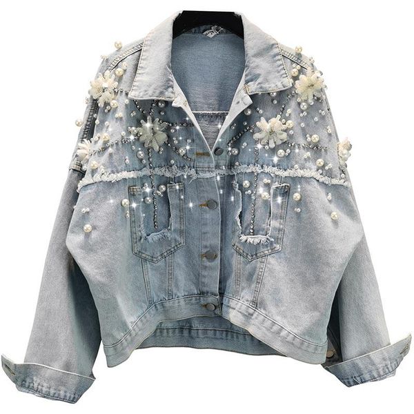 women's jackets 2021 ins floral embroidery denim jacket women chaqueta vaquera mujer diamonds beading false pockets pearls veste en jea, Black;brown
women's jackets 2021 ins floral embroidery denim jacket women chaqueta vaquera mujer diamonds beading false pockets pearls veste en jea, Black;brown