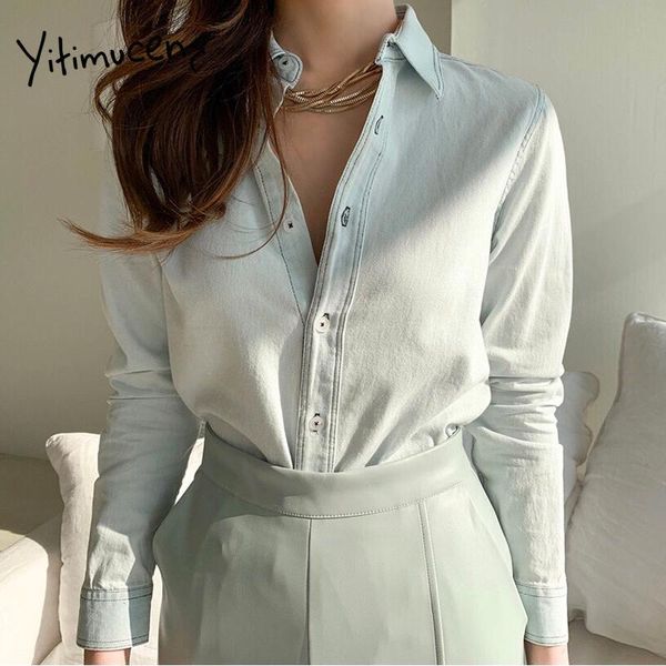 women's blouses & shirts yitimuceng casual blouse woman button up korean fashion long sleeve office lady simple sky blue shirt 2021 sp, White
women's blouses & shirts yitimuceng casual blouse woman button up korean fashion long sleeve office lady simple sky blue shirt 2021 sp, White