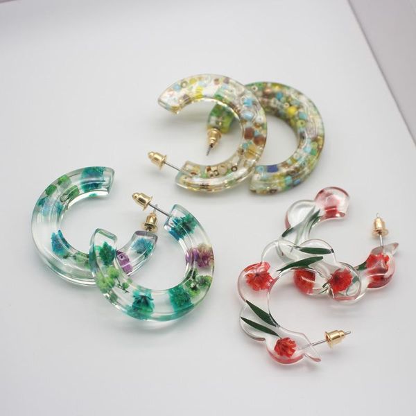 hoop & huggie trendy earrings for women unique design transparent resin real flower hoops earring elegant dried flowers jewelry, Golden;silver
hoop & huggie trendy earrings for women unique design transparent resin real flower hoops earring elegant dried flowers jewelry, Golden;silver