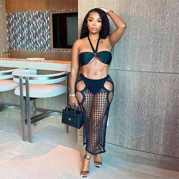 summer hole knitting long women skirt casual street high waist elastic see through party prom club skirts, Black
summer hole knitting long women skirt casual street high waist elastic see through party prom club skirts, Black