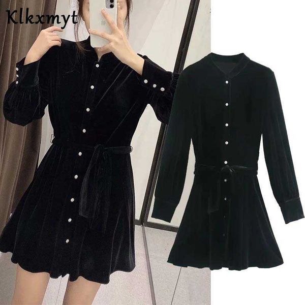 klkxmyt women chic fashion elegant with belt velvet mini za dress vintage long sleeve button-up female party dresses mujer 210527, Black;gray
klkxmyt women chic fashion elegant with belt velvet mini za dress vintage long sleeve button-up female party dresses mujer 210527, Black;gray