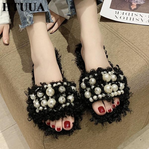 slippers htuua fashion pearl furry faux lambswool fur women indoor house home autumn winter flat shoes woman sx3148, Black
slippers htuua fashion pearl furry faux lambswool fur women indoor house home autumn winter flat shoes woman sx3148, Black