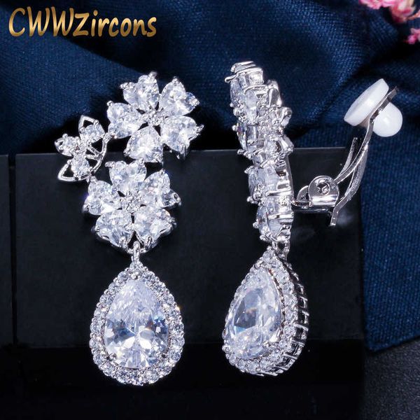 elegant flower shape bridal wedding jewelry cubic zirconia crystal clip on earings for non pierced ear hole cz184 210714, Silver
elegant flower shape bridal wedding jewelry cubic zirconia crystal clip on earings for non pierced ear hole cz184 210714, Silver
