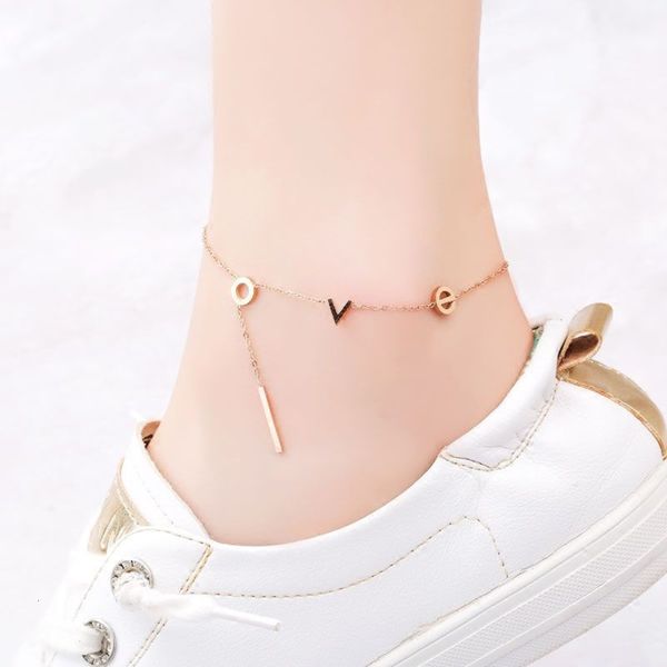 japanese and korean love titanium steel foot chain for women, Red;blue