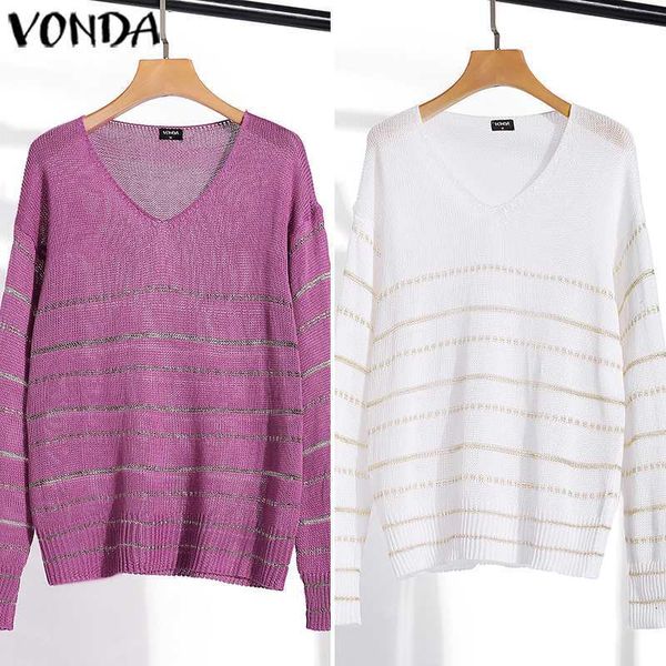 women's sweaters autumn knitwear casual long sleeve shirt vonda women blouse deep v striped thin sweater jumper pull femme pu, White;black
women's sweaters autumn knitwear casual long sleeve shirt vonda women blouse deep v striped thin sweater jumper pull femme pu, White;black