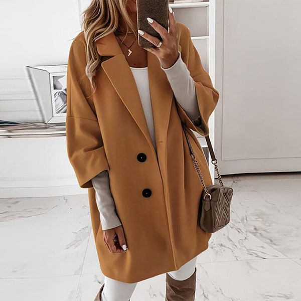 women's wool & blends fashion turn-down collar button cardigan jackets 2021 winter women coat office lady elegant 3/4 sleeve woolen out, Black
women's wool & blends fashion turn-down collar button cardigan jackets 2021 winter women coat office lady elegant 3/4 sleeve woolen out, Black