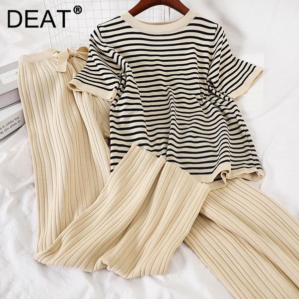 women's two piece pants deat women round neck striped knitting t-shirt long set fashion temperament spring autumn 2021 11d2271, White
women's two piece pants deat women round neck striped knitting t-shirt long set fashion temperament spring autumn 2021 11d2271, White
