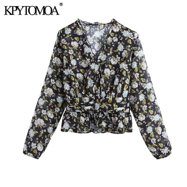 women fashion semi-sheer floral print ruffled blouses long sleeve elastic waist female shirts chic 210420, White
women fashion semi-sheer floral print ruffled blouses long sleeve elastic waist female shirts chic 210420, White