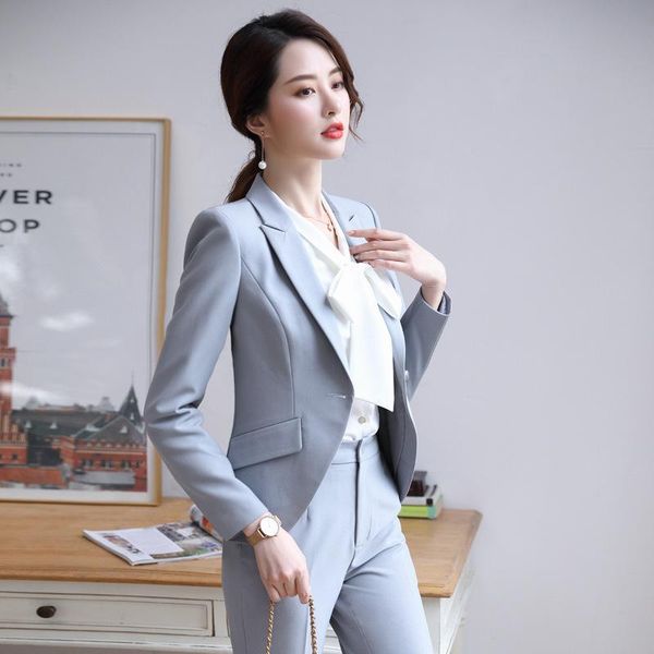 ladies suit autumn and winter slim fashion single buckle professional wear casual trousers women's two-piece two piece pants, White
ladies suit autumn and winter slim fashion single buckle professional wear casual trousers women's two-piece two piece pants, White