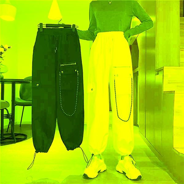 black white cargo pants with chain pockets women high waist trousers straight femme autumn streetwear women's & capris
black white cargo pants with chain pockets women high waist trousers straight femme autumn streetwear women's & capris