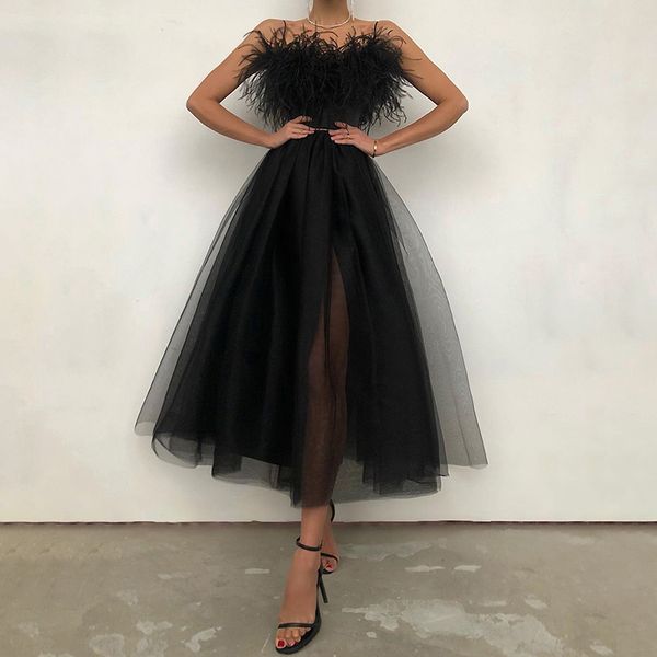fashion women feather design mesh dress off shoulder solid black maxi dress, White;black
fashion women feather design mesh dress off shoulder solid black maxi dress, White;black