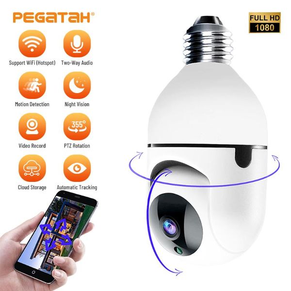 cameras hd 1080p wifi ptz camera 360° rotation automatic tracking panoramic light bulb wireless remote monitoring
cameras hd 1080p wifi ptz camera 360° rotation automatic tracking panoramic light bulb wireless remote monitoring