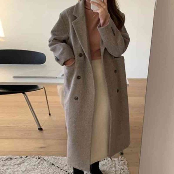 women's wool & blends women double-breasted casual woolen coat long sleeve plus size loose elegant overcoat femme fashion outwear notch, Black
women's wool & blends women double-breasted casual woolen coat long sleeve plus size loose elegant overcoat femme fashion outwear notch, Black
