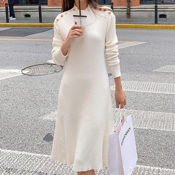 casual dresses 2021 korean solid sweater dress women warm pollover jumper woman knitted thick winter elegant chic vestidos, Black;gray
casual dresses 2021 korean solid sweater dress women warm pollover jumper woman knitted thick winter elegant chic vestidos, Black;gray