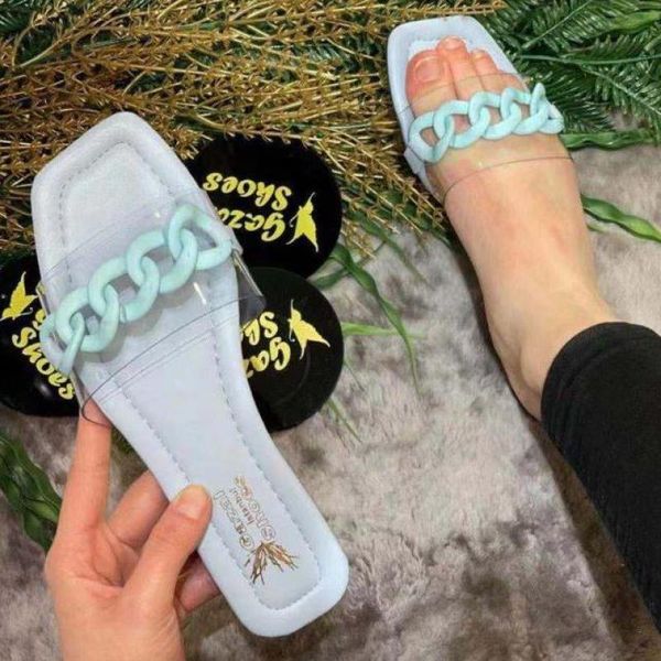 women square toe metal chain slippers summer sildes casual flat big size ladies sandals zapatillas mujer casa sapato feminino, Black
women square toe metal chain slippers summer sildes casual flat big size ladies sandals zapatillas mujer casa sapato feminino, Black