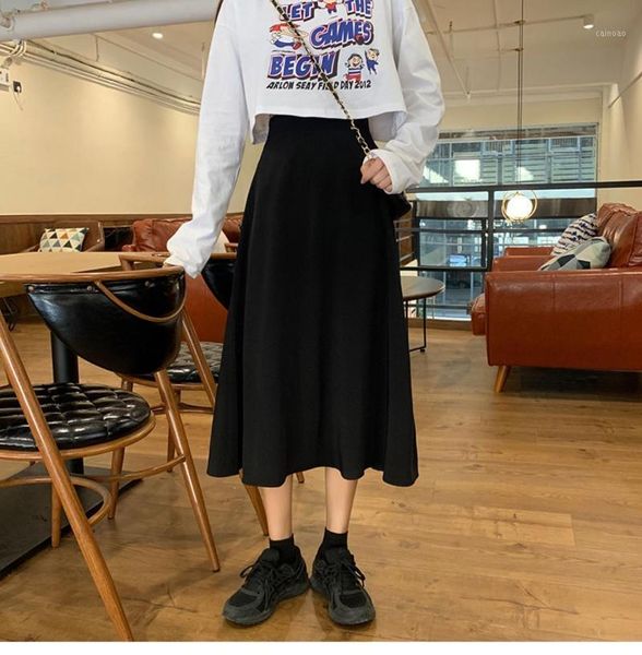 half skirt women's spring and autumn versatile ins mid long a-line umbrella black swing 2021 skirts
half skirt women's spring and autumn versatile ins mid long a-line umbrella black swing 2021 skirts