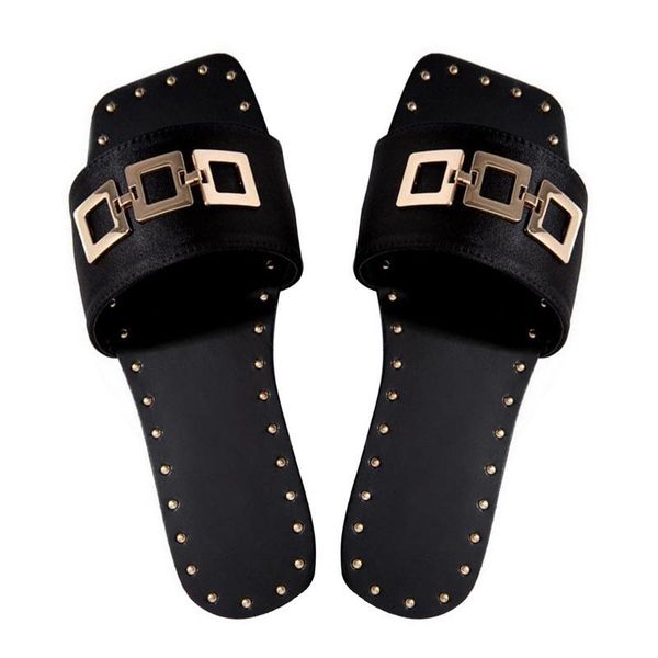 women's sandals 2021 slippers causal ladies square toe flat outdoor slides fashion metal decoration female shoes beach, Black
women's sandals 2021 slippers causal ladies square toe flat outdoor slides fashion metal decoration female shoes beach, Black